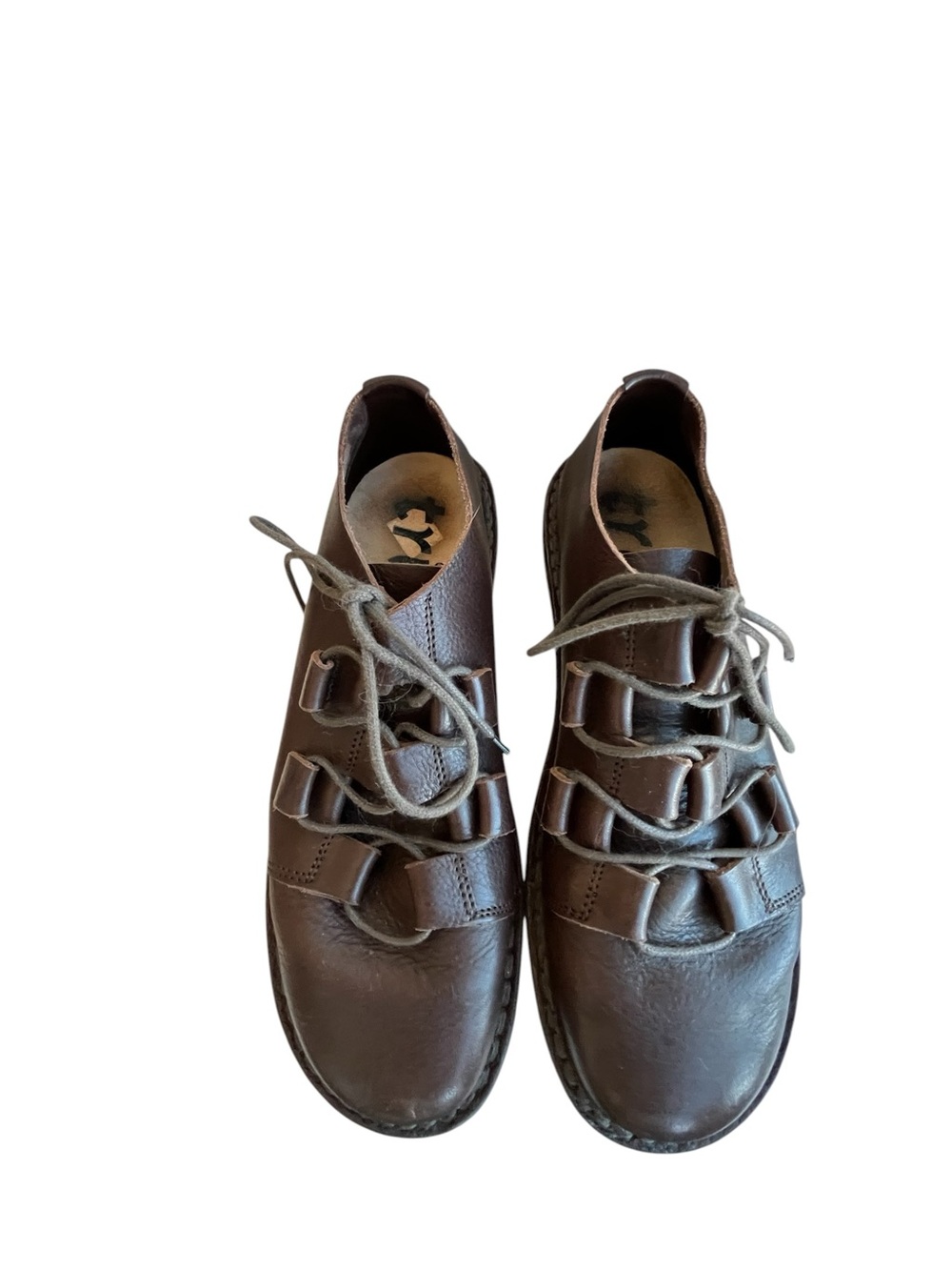 Trippen Brown Leather Lace-Up Flats